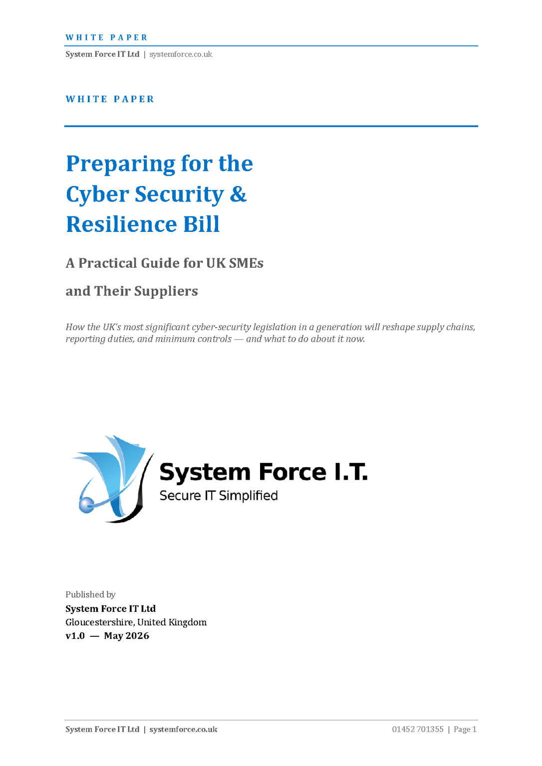 Cyber Security & Resilience Bill: White Paper for UK SMEs | System Force IT