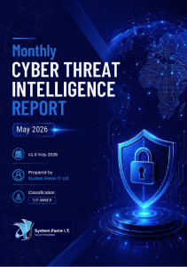 Cover of the System Force IT Monthly Cyber Threat Intelligence Report for May 2026