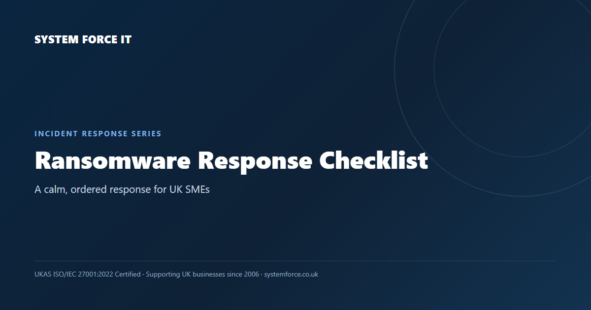 Ransomware Response Checklist for UK SMEs